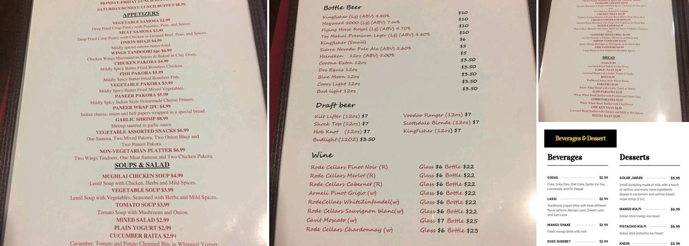 Sree Devarayas Indian Cuisine Menu