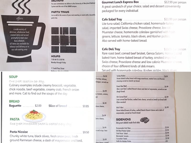 Cafe On the Square Menu