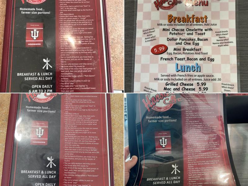 Hoosier Cafe Menu