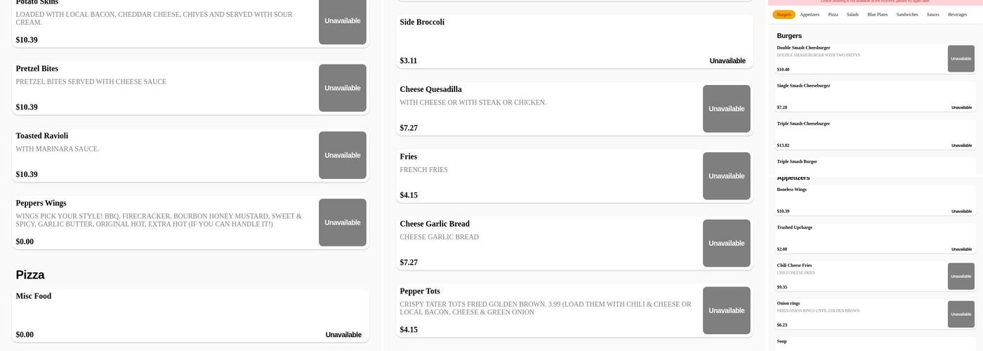 Pepper's Bar & Grill Menu