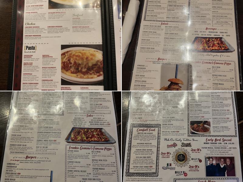 Frankie Gianino's Menu