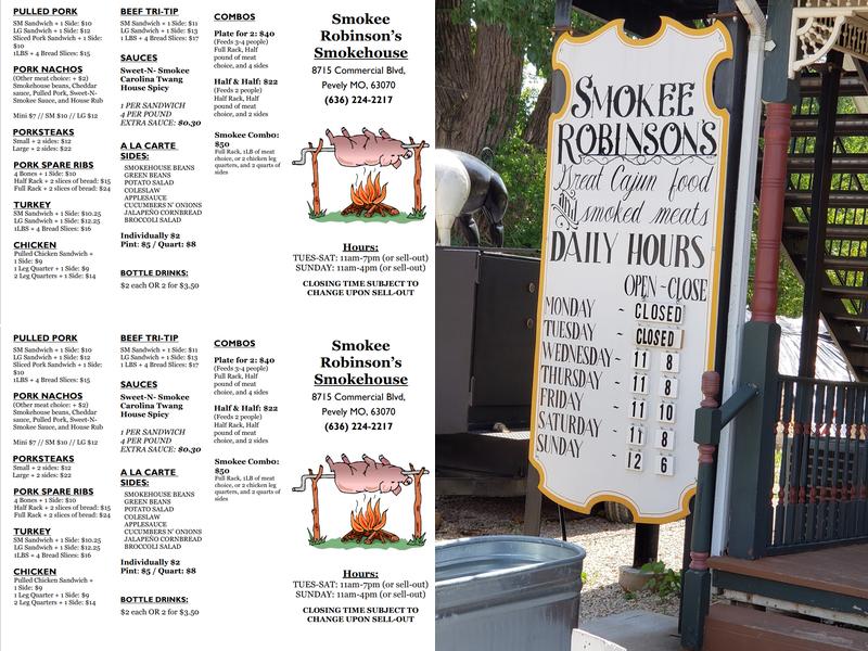 Smokee Robinson's Menu