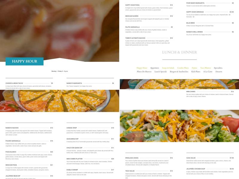 Nando's Mexican Cafe Menu