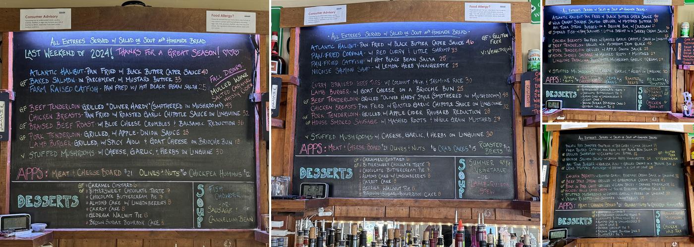 Harbor View Cafe Menu