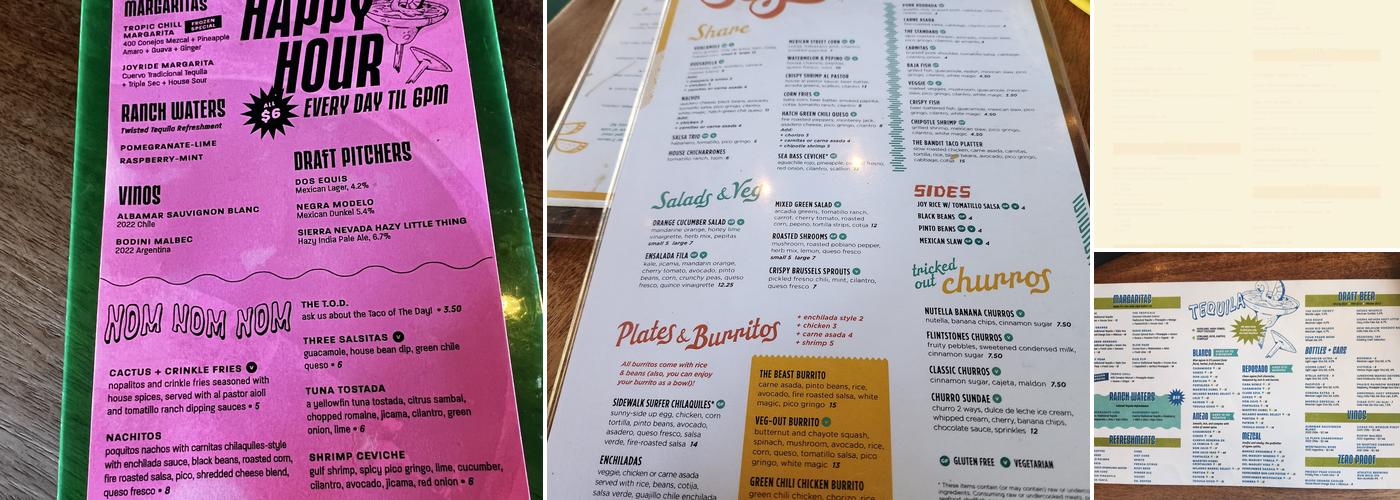 Joyride Taco House Menu