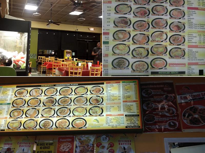 Filiberto's Mexican Food Menu