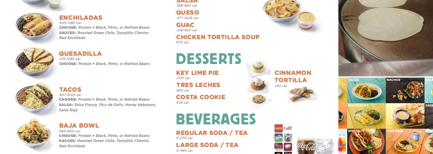Costa Vida Menu