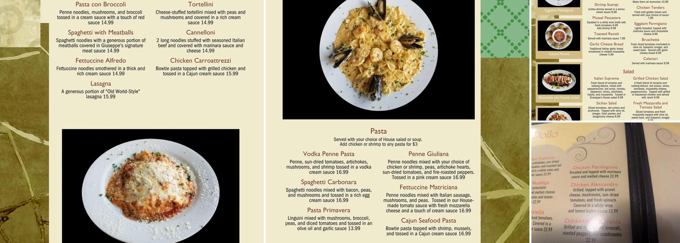 Trattoria Giuseppe Menu