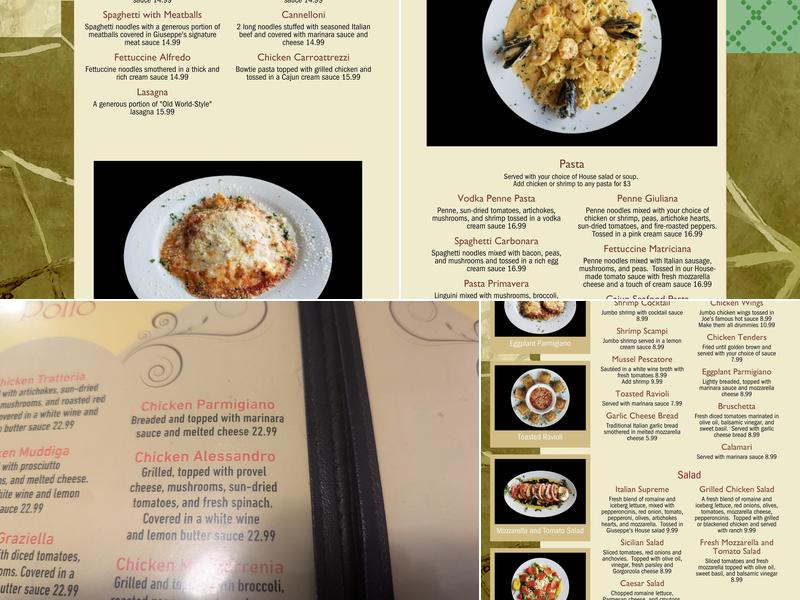 Trattoria Giuseppe Menu