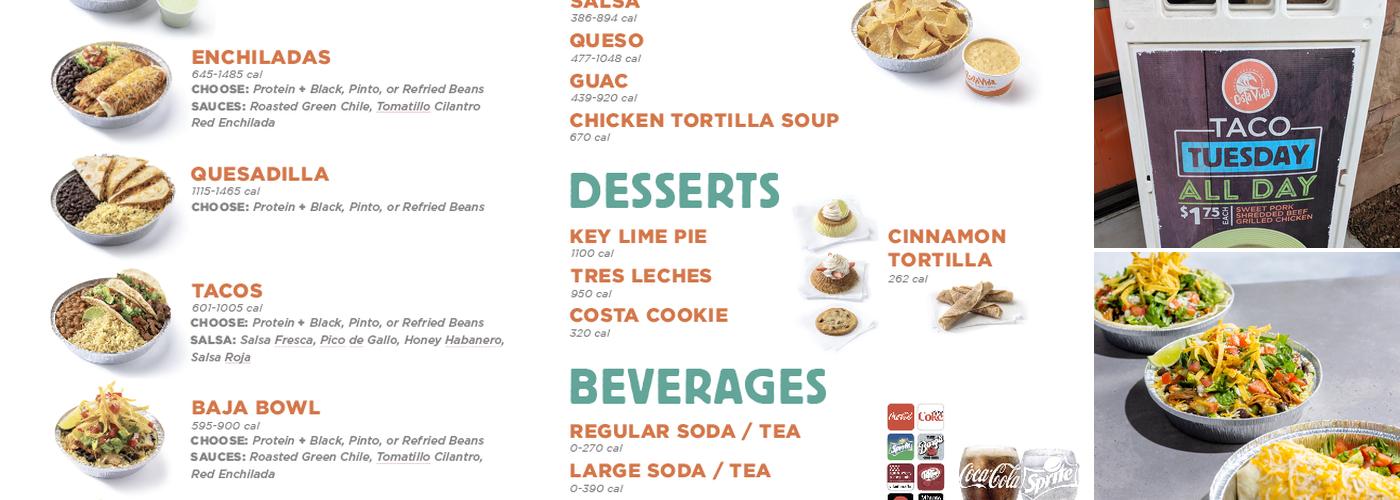 Costa Vida Menu