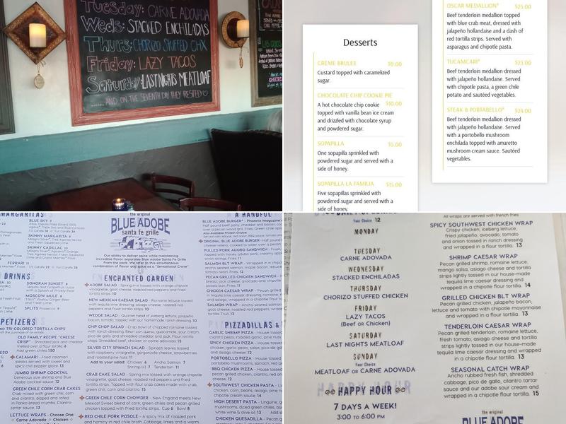 The Original Blue Adobe Grille Menu