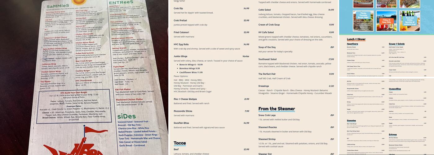 Hard Yacht Cafe Menu