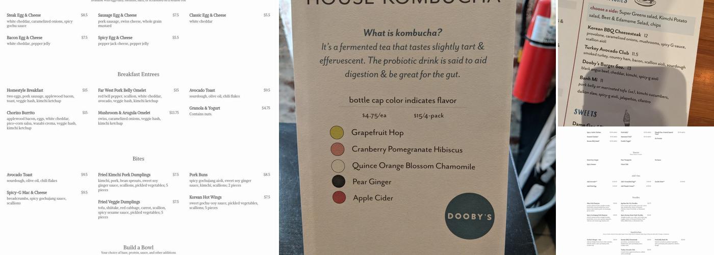 Dooby's Menu