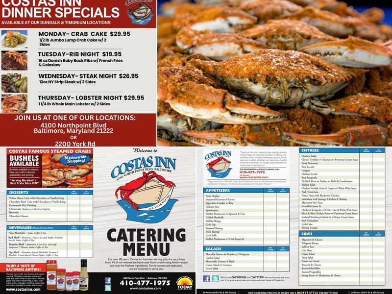 Costas Inn Menu