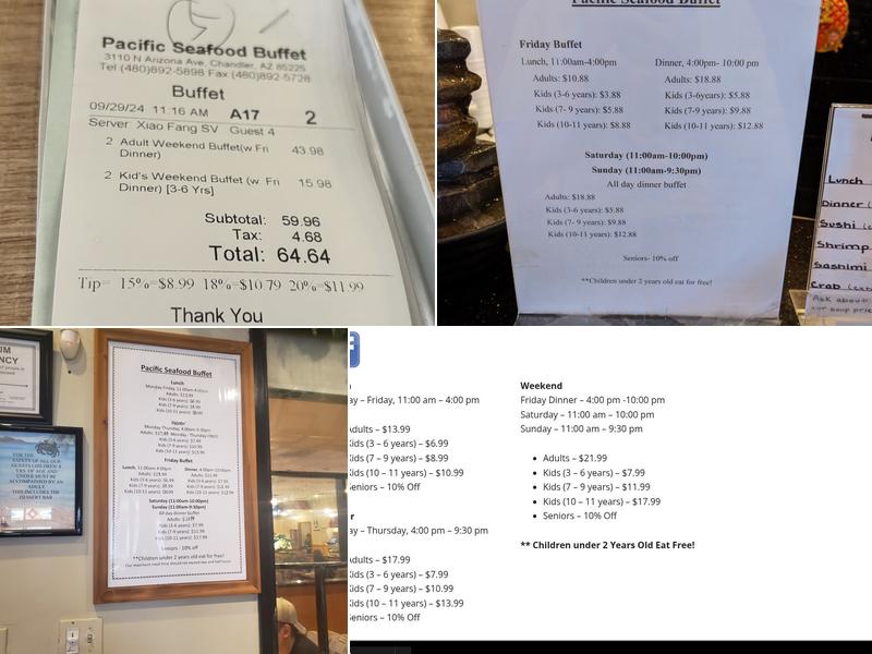 Pacific Seafood Buffet Menu