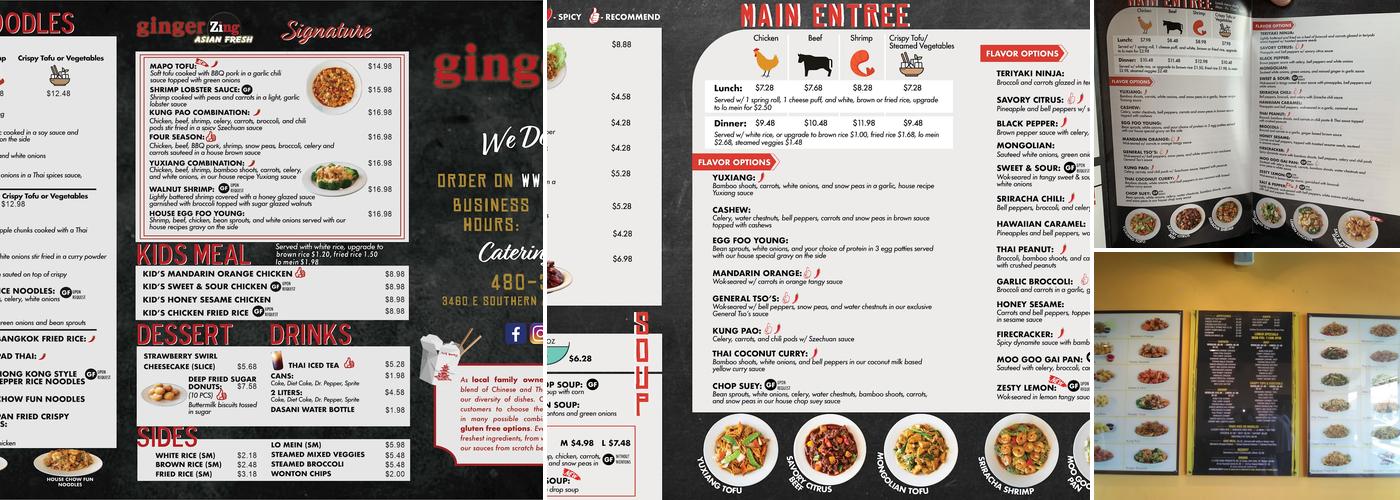 Ginger Zing Menu