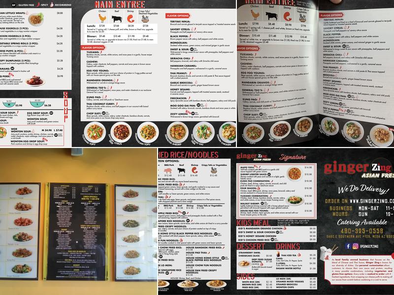 Ginger Zing Menu
