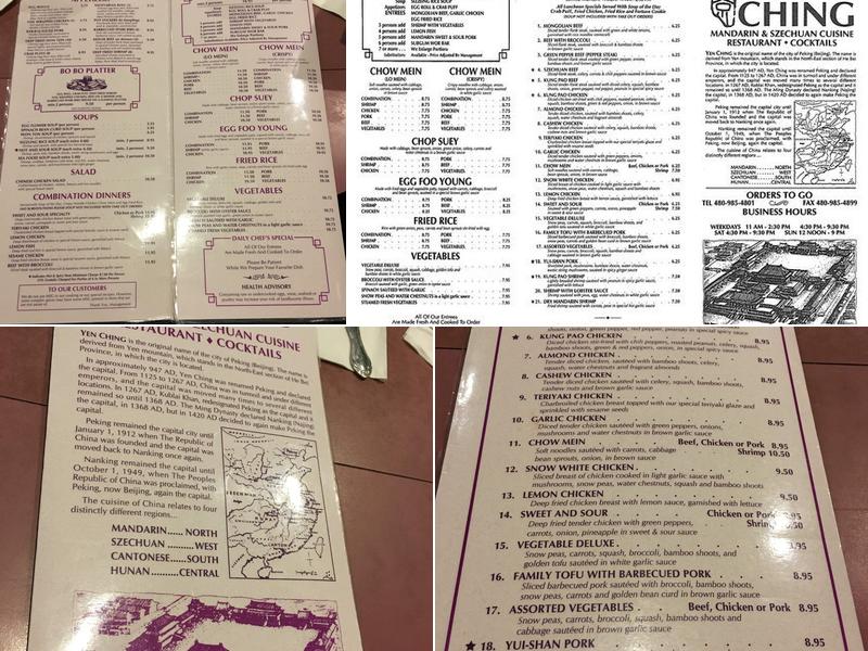Yen Ching Restaurant Menu