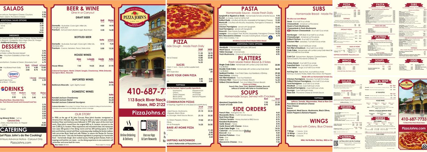 Pizza John's Menu
