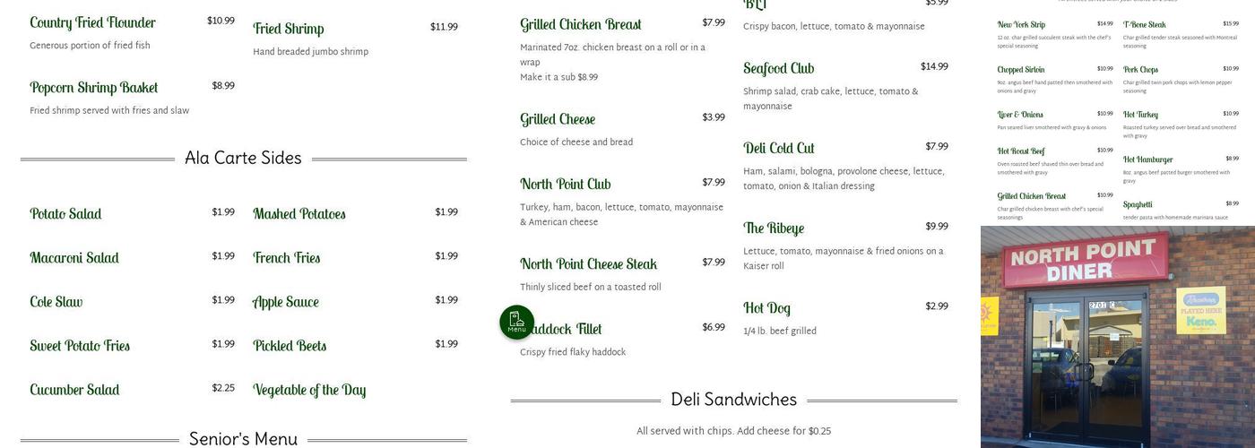 North Point Diner Menu