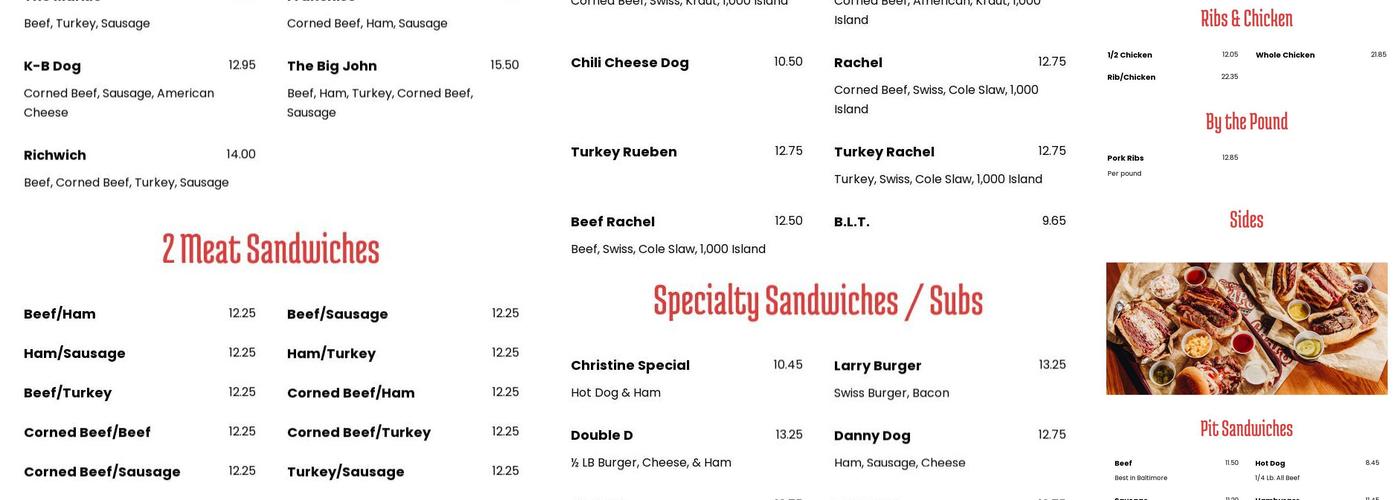 Chaps Pit Beef Baltimore Menu