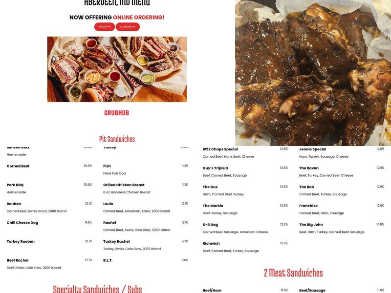 Chaps Pit Beef Baltimore Menu