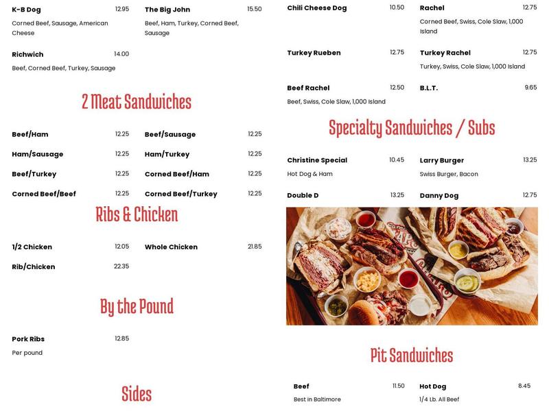 Chaps Pit Beef Baltimore Menu