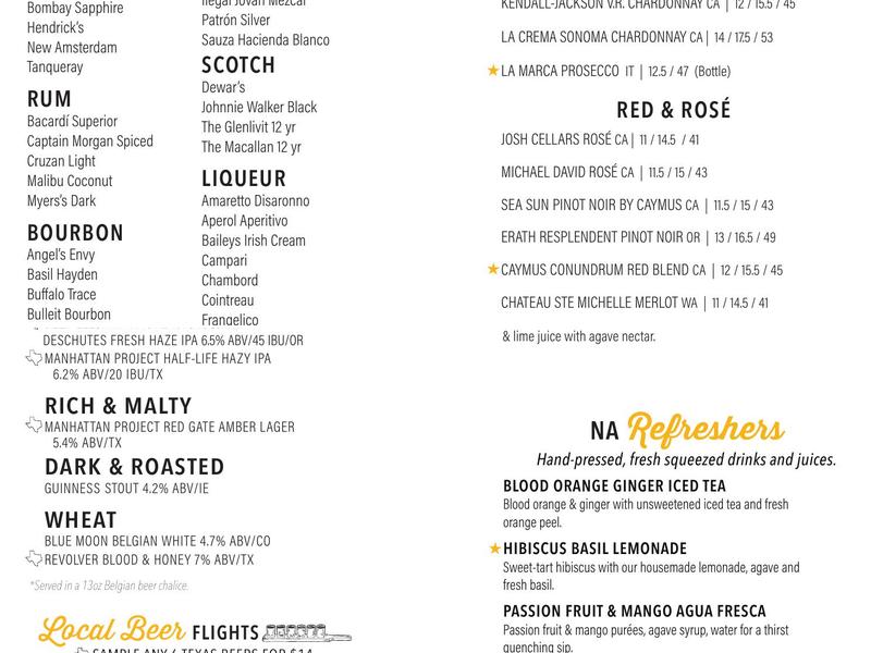 Thirsty Lion Menu