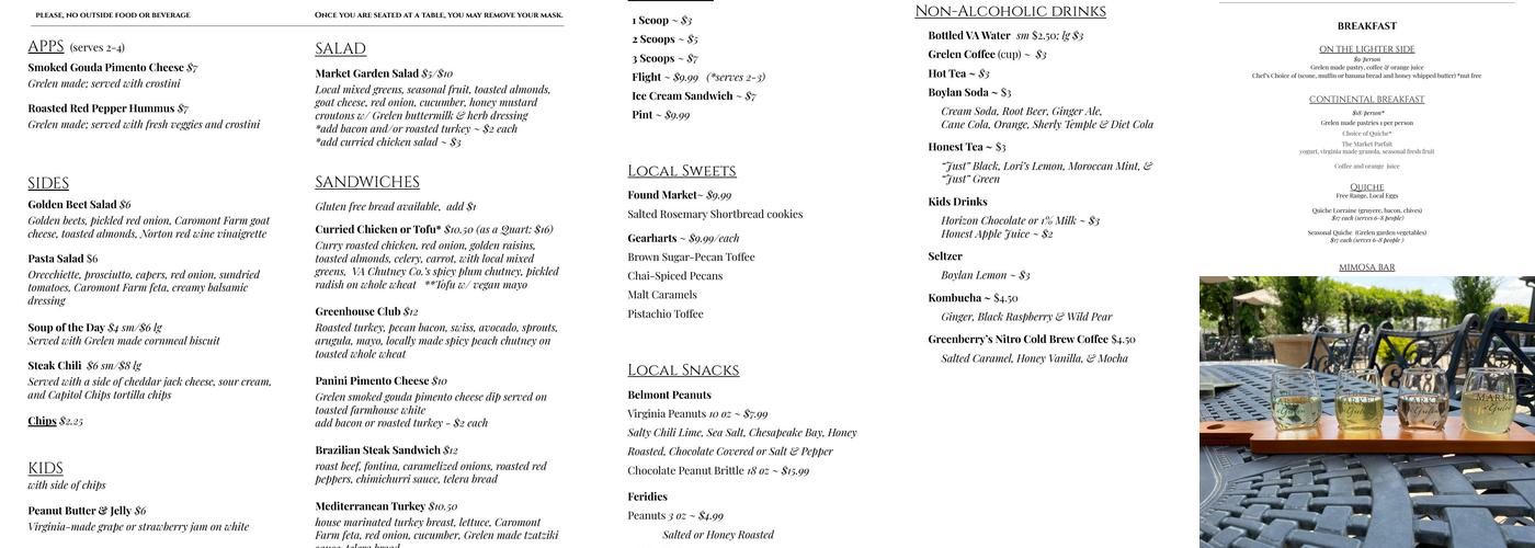 The Market at Grelen Menu