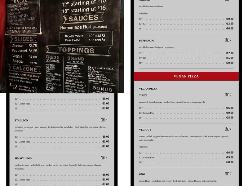 Grand Avenue Pizza Company Menu