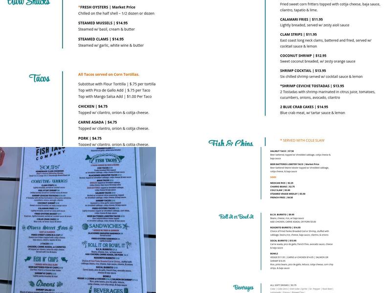 SoCal Fish Taco Company Menu