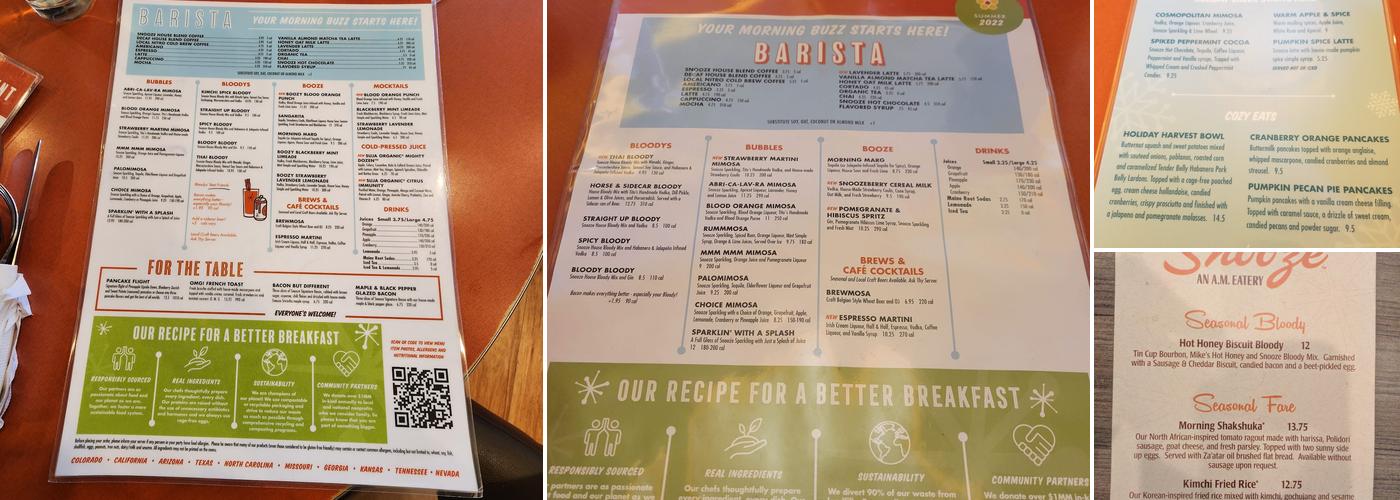 Snooze, an A.M. Eatery Menu