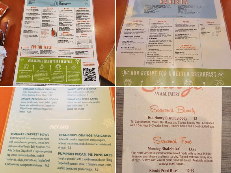 Snooze, an A.M. Eatery Menu