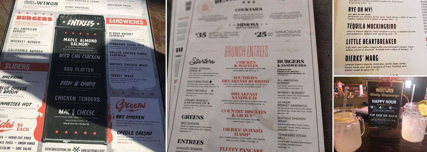 Dierks Bentley's Whiskey Row Gilbert Menu