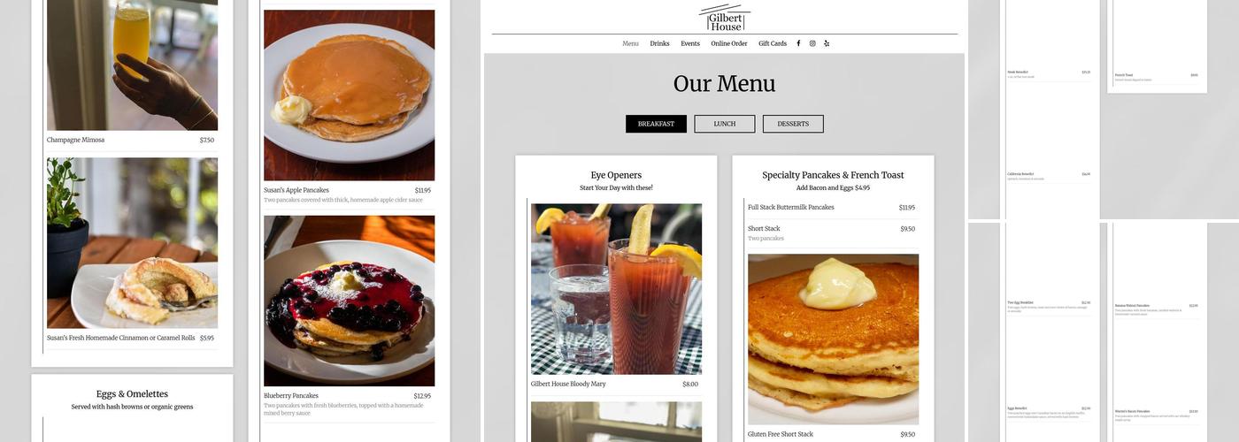 The Gilbert House Menu
