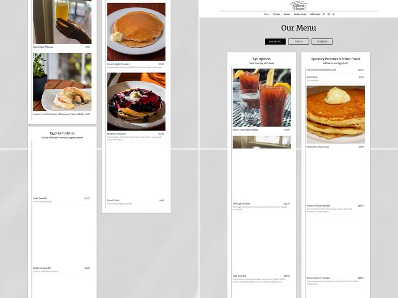 The Gilbert House Menu