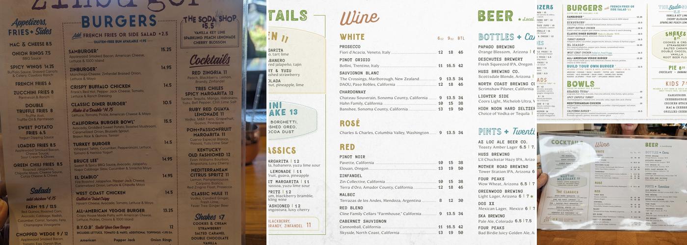 Zinburger Menu