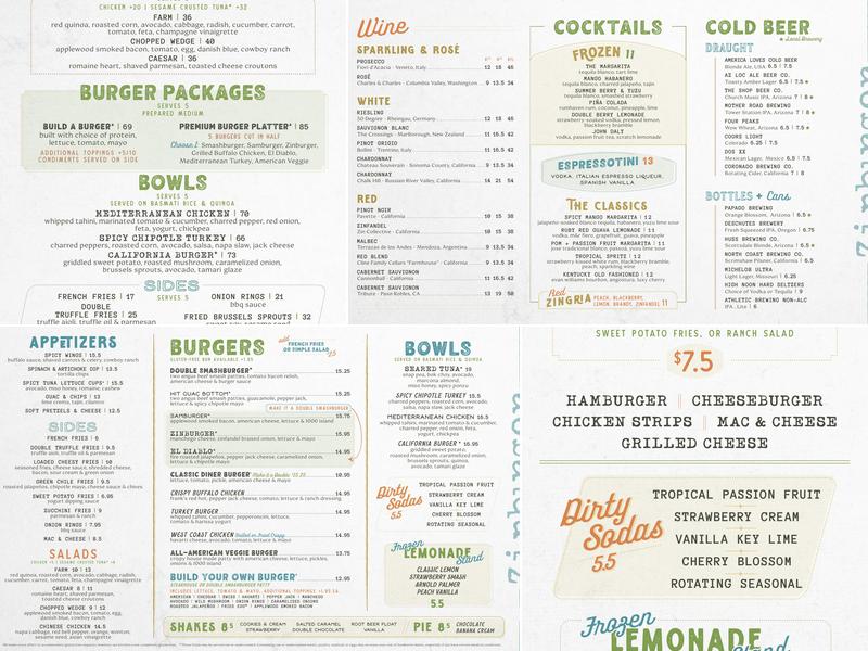 Zinburger Menu
