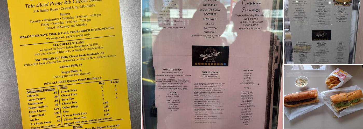 Cheese Steaks Menu