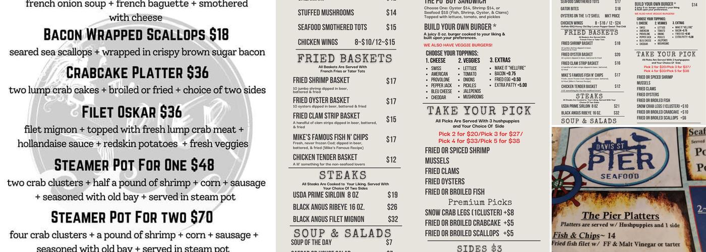 The Pier Menu