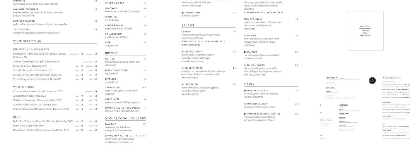 NM Cafe Menu