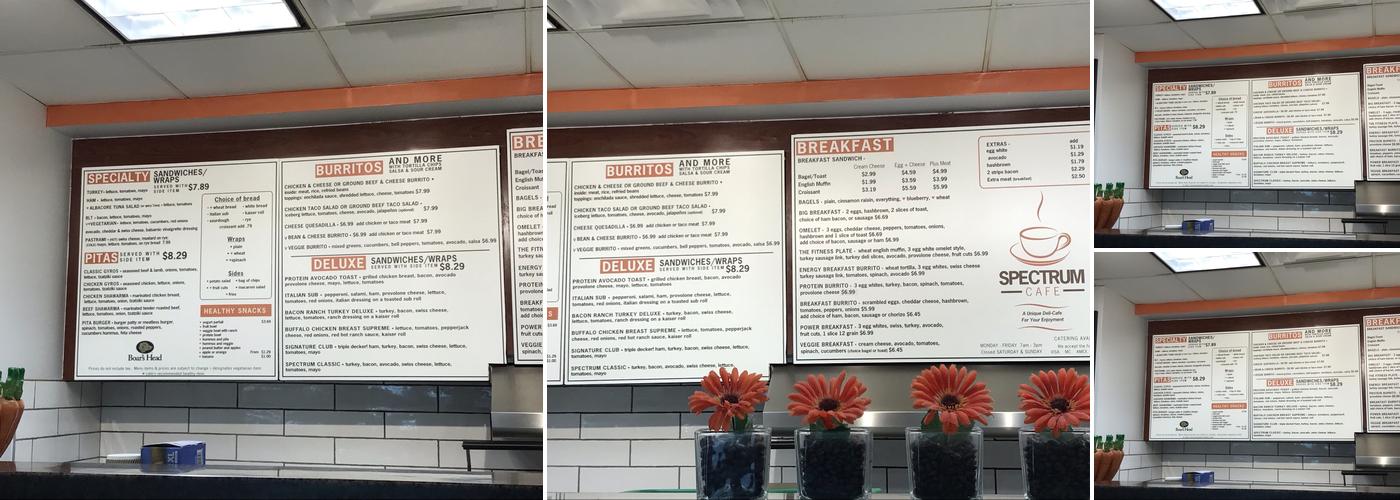 Spectrum Cafe Menu