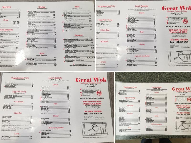 Great Wok Menu