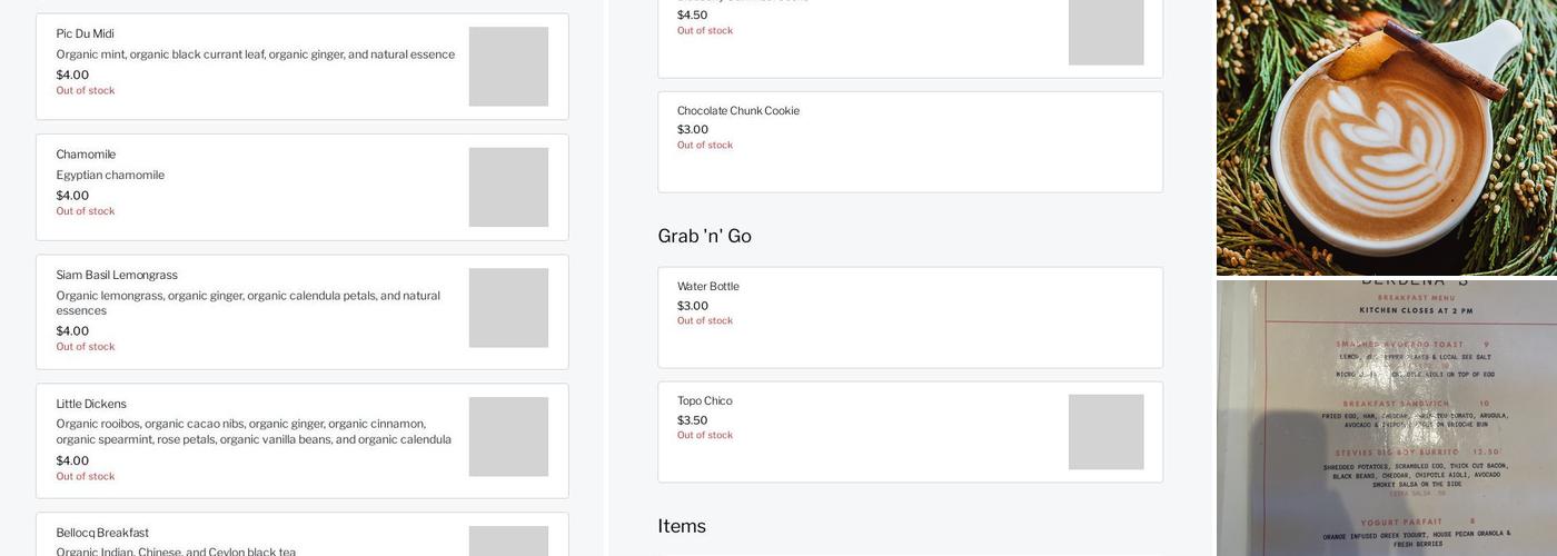 Berdena's Menu
