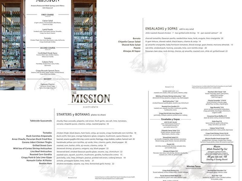 The Mission Old Town Menu