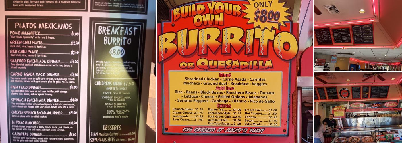 Julio's Too Menu