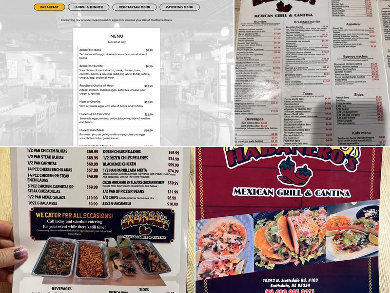 Habaneros Mexican Grill & Cantina Menu