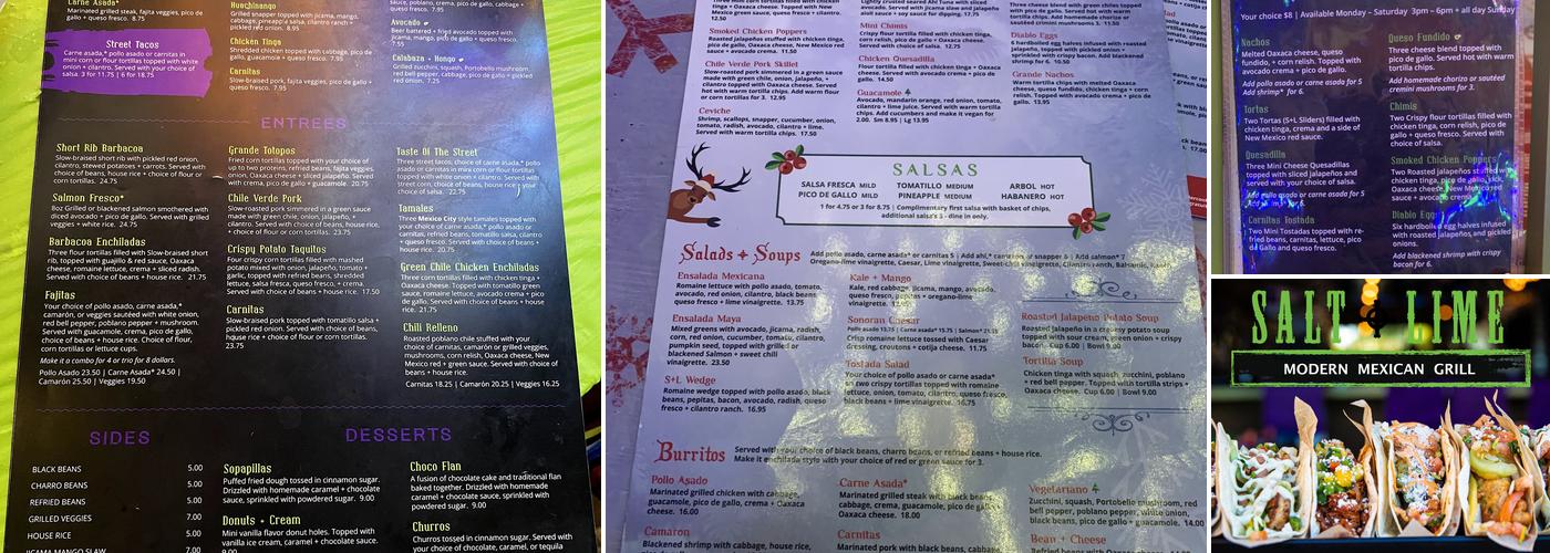 Salt and Lime Modern Mexican Grill Menu