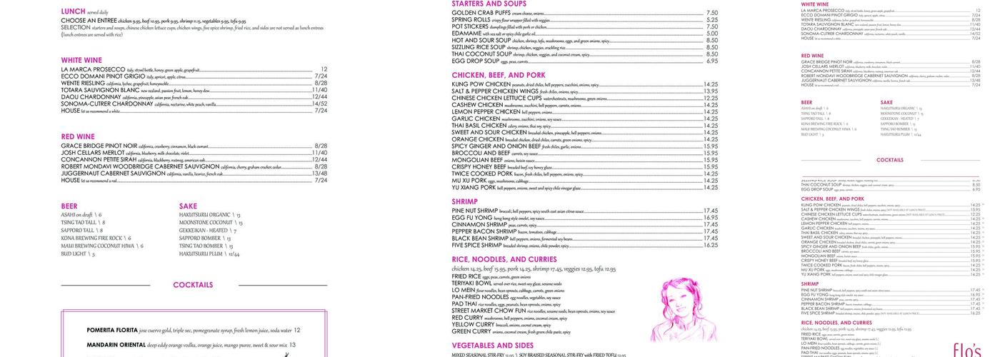 Flo's - New Asian Cuisine Menu