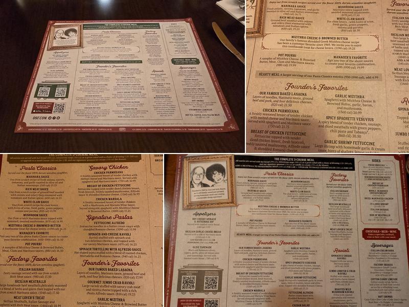 The Old Spaghetti Factory Menu